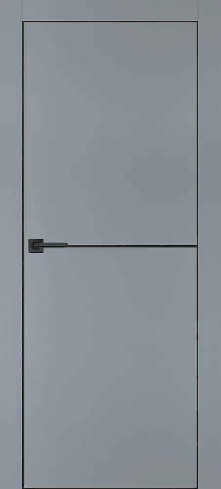 Межкомнатная дверь PX-19 черная кромка с 4-х ст. Серый матовый