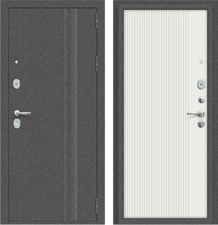 Фото Дверь Браво Север-9 Вертикаль Антик Серебряный/Белый DIS007079
